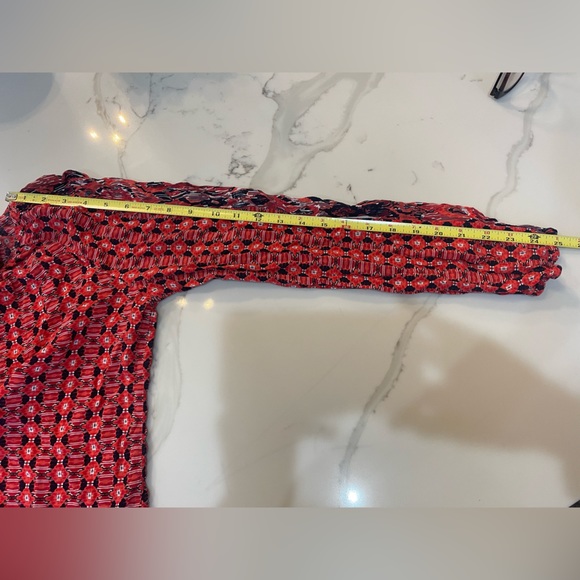 Faded Glory Retro Peasant Top Blouse - Large - Tie Closure - Red & Black - Picture 10 of 10